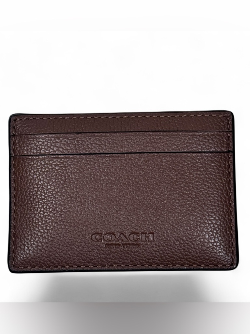 Coach Men's Chocolate Brown Pebbled Leather Card Sleeve